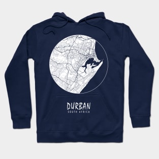 Durban, South Africa City Map - Full Moon Hoodie